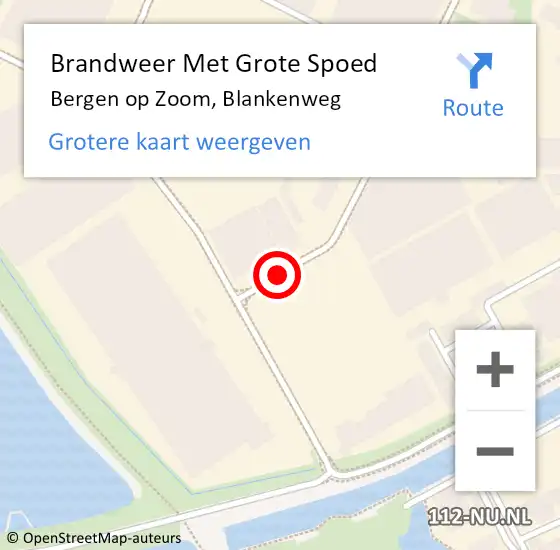 Locatie op kaart van de 112 melding: Brandweer Met Grote Spoed Naar Bergen op Zoom, Blankenweg op 15 november 2018 11:38