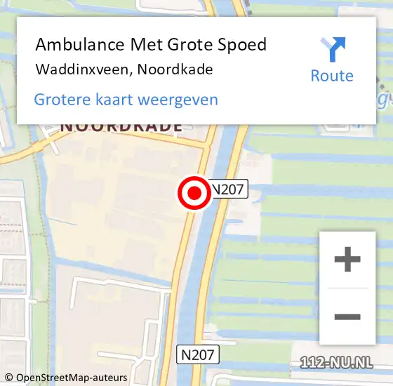 Locatie op kaart van de 112 melding: Ambulance Met Grote Spoed Naar Waddinxveen, Noordkade op 15 november 2018 11:50
