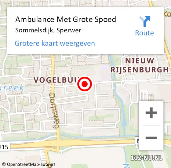Locatie op kaart van de 112 melding: Ambulance Met Grote Spoed Naar Sommelsdijk, Sperwer op 15 november 2018 11:52
