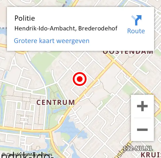 Locatie op kaart van de 112 melding: Politie Hendrik-Ido-Ambacht, Brederodehof op 15 november 2018 11:52