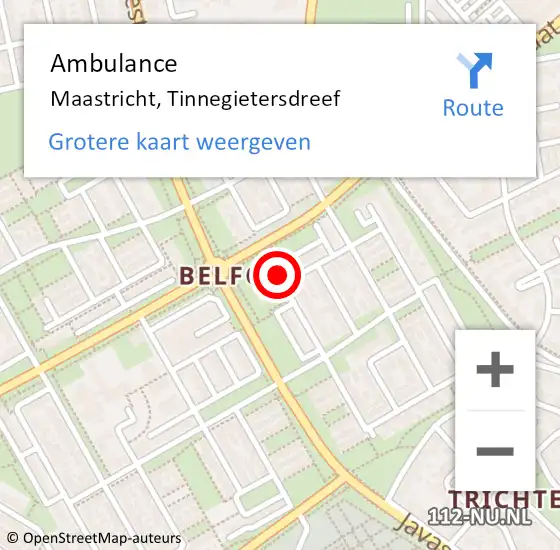 Locatie op kaart van de 112 melding: Ambulance Maastricht, Tinnegietersdreef op 14 maart 2014 17:04
