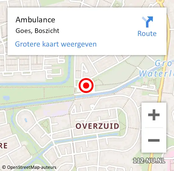 Locatie op kaart van de 112 melding: Ambulance Goes, Boszicht op 15 november 2018 12:33