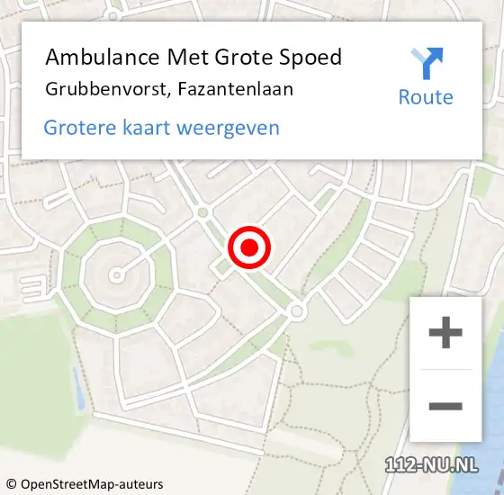 Locatie op kaart van de 112 melding: Ambulance Met Grote Spoed Naar Grubbenvorst, Fazantenlaan op 14 maart 2014 17:08