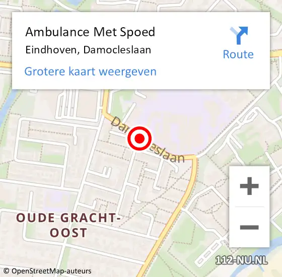 Locatie op kaart van de 112 melding: Ambulance Met Spoed Naar Eindhoven, Damocleslaan op 15 november 2018 13:22