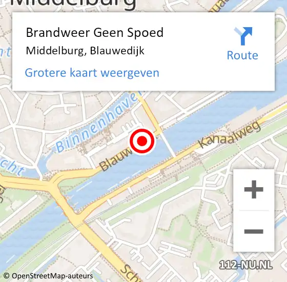 Locatie op kaart van de 112 melding: Brandweer Geen Spoed Naar Middelburg, Blauwedijk op 15 november 2018 13:40