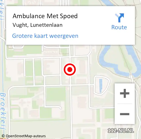 Locatie op kaart van de 112 melding: Ambulance Met Spoed Naar Vught, Lunettenlaan op 15 november 2018 13:42