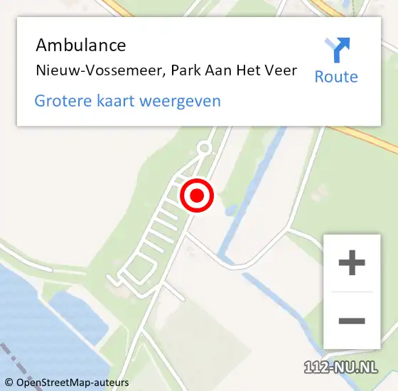 Locatie op kaart van de 112 melding: Ambulance Nieuw-Vossemeer, Park Aan Het Veer op 15 november 2018 13:48