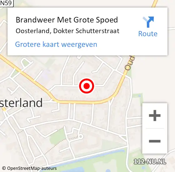 Locatie op kaart van de 112 melding: Brandweer Met Grote Spoed Naar Oosterland, Dokter Schutterstraat op 15 november 2018 13:50