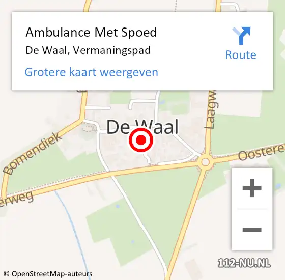 Locatie op kaart van de 112 melding: Ambulance Met Spoed Naar De Waal, Vermaningspad op 15 november 2018 14:48