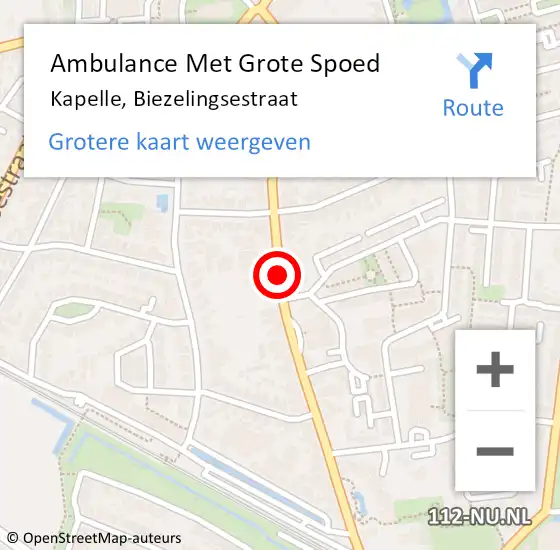 Locatie op kaart van de 112 melding: Ambulance Met Grote Spoed Naar Kapelle, Biezelingsestraat op 15 november 2018 15:10