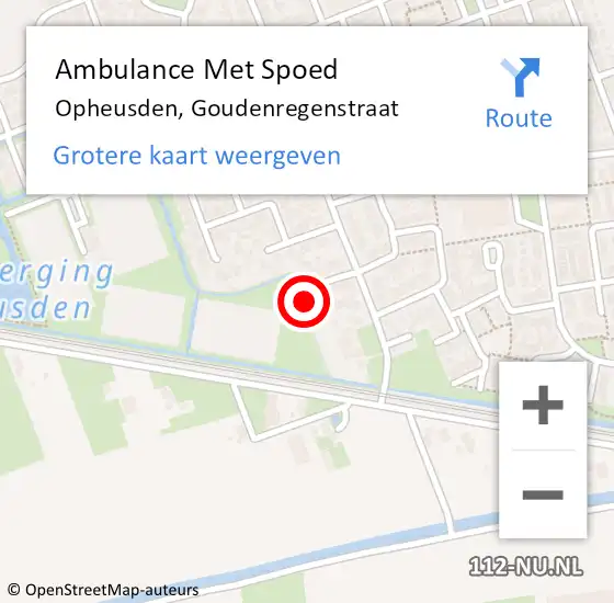 Locatie op kaart van de 112 melding: Ambulance Met Spoed Naar Opheusden, Goudenregenstraat op 14 maart 2014 17:29