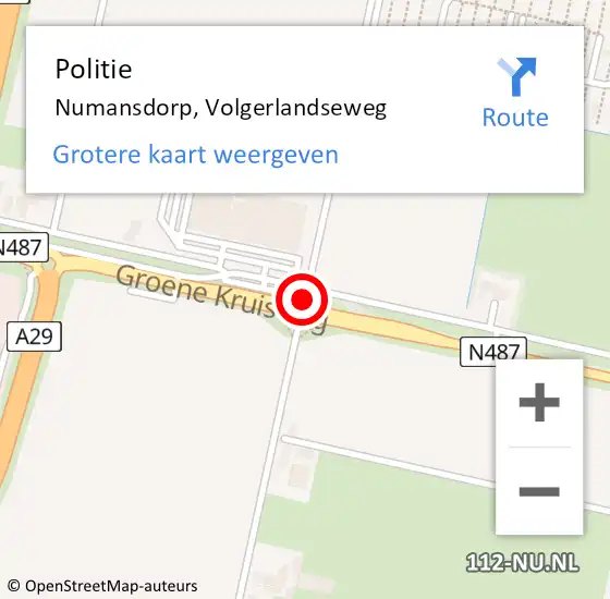 Locatie op kaart van de 112 melding: Politie Numansdorp, Volgerlandseweg op 15 november 2018 15:37