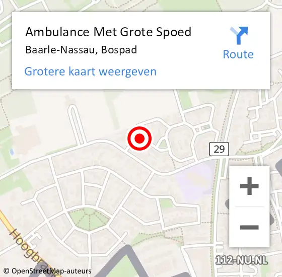 Locatie op kaart van de 112 melding: Ambulance Met Grote Spoed Naar Baarle-Nassau, Bospad op 15 november 2018 17:55