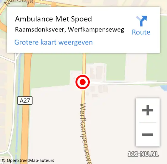 Locatie op kaart van de 112 melding: Ambulance Met Spoed Naar Raamsdonksveer, Werfkampenseweg op 15 november 2018 18:06