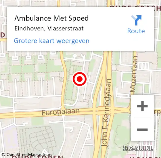 Locatie op kaart van de 112 melding: Ambulance Met Spoed Naar Eindhoven, Vlasserstraat op 15 november 2018 18:38