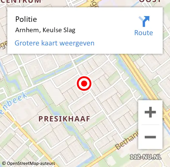 Locatie op kaart van de 112 melding: Politie Arnhem, Keulse Slag op 15 november 2018 18:53