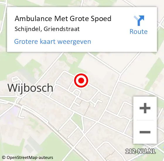 Locatie op kaart van de 112 melding: Ambulance Met Grote Spoed Naar Schijndel, Griendstraat op 15 november 2018 19:36