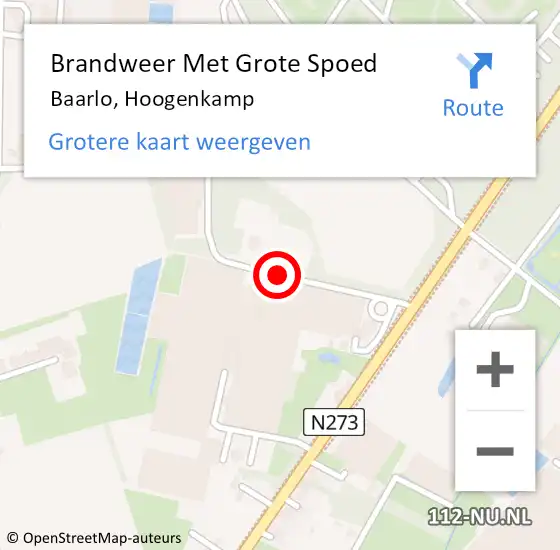 Locatie op kaart van de 112 melding: Brandweer Met Grote Spoed Naar Baarlo, Hoogenkamp op 15 november 2018 20:16