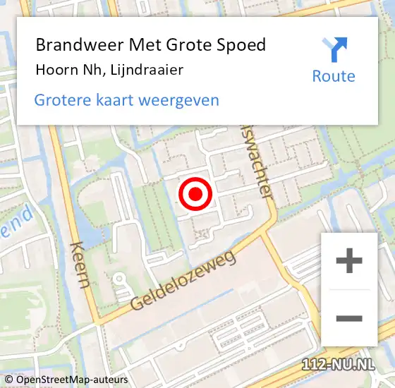 Locatie op kaart van de 112 melding: Brandweer Met Grote Spoed Naar Hoorn Nh, Lijndraaier op 15 november 2018 20:17