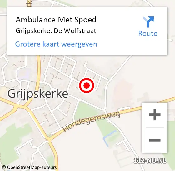 Locatie op kaart van de 112 melding: Ambulance Met Spoed Naar Grijpskerke, De Wolfstraat op 15 november 2018 20:31