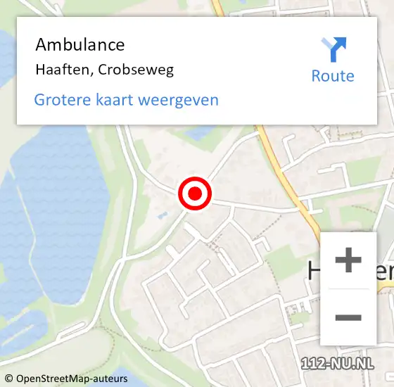 Locatie op kaart van de 112 melding: Ambulance Haaften, Crobseweg op 15 november 2018 20:56