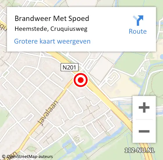 Locatie op kaart van de 112 melding: Brandweer Met Spoed Naar Heemstede, Cruquiusweg op 15 november 2018 21:06