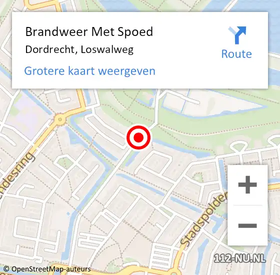 Locatie op kaart van de 112 melding: Brandweer Met Spoed Naar Dordrecht, Loswalweg op 15 november 2018 21:23