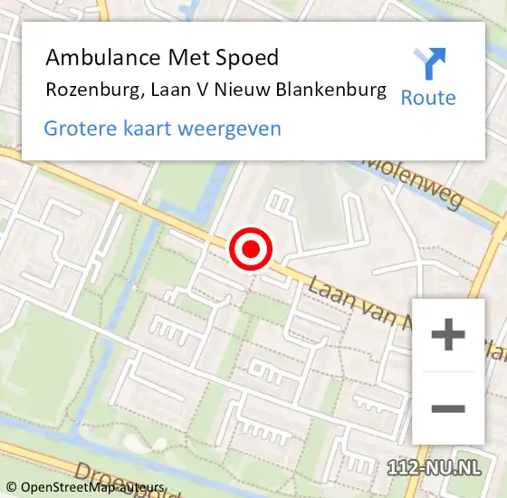 Locatie op kaart van de 112 melding: Ambulance Met Spoed Naar Rozenburg, Laan V Nieuw Blankenburg op 15 november 2018 21:30