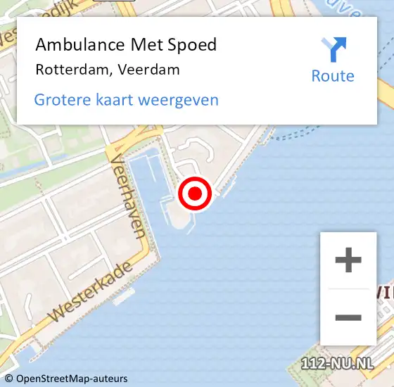 Locatie op kaart van de 112 melding: Ambulance Met Spoed Naar Rotterdam, Veerdam op 15 november 2018 22:29
