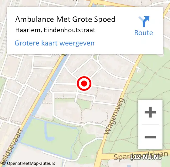 Locatie op kaart van de 112 melding: Ambulance Met Grote Spoed Naar Haarlem, Eindenhoutstraat op 15 november 2018 22:30