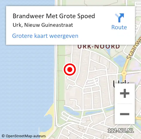 Locatie op kaart van de 112 melding: Brandweer Met Grote Spoed Naar Urk, Nieuw Guineastraat op 15 november 2018 22:57