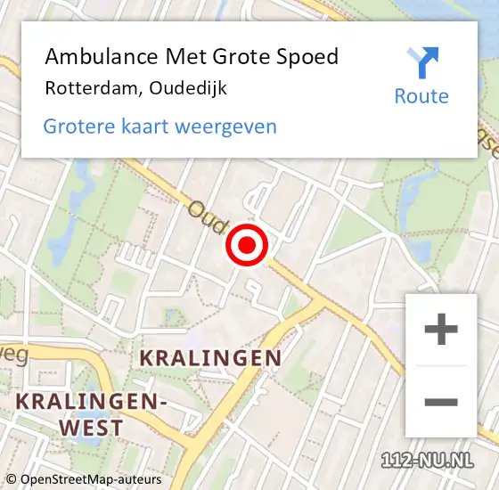 Locatie op kaart van de 112 melding: Ambulance Met Grote Spoed Naar Rotterdam, Oudedijk op 15 november 2018 23:12