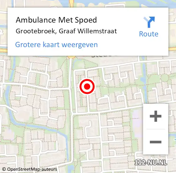 Locatie op kaart van de 112 melding: Ambulance Met Spoed Naar Grootebroek, Graaf Willemstraat op 15 november 2018 23:18