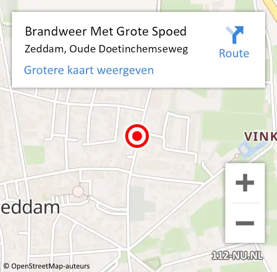 Locatie op kaart van de 112 melding: Brandweer Met Grote Spoed Naar Zeddam, Oude Doetinchemseweg op 15 november 2018 23:45
