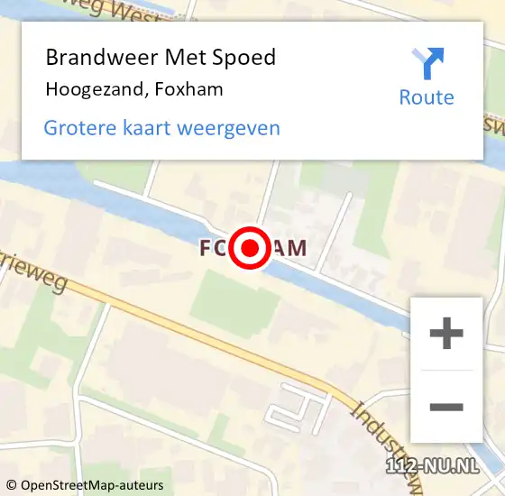 Locatie op kaart van de 112 melding: Brandweer Met Spoed Naar Hoogezand, Foxham op 15 november 2018 23:50