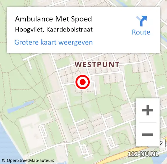 Locatie op kaart van de 112 melding: Ambulance Met Spoed Naar Hoogvliet, Kaardebolstraat op 15 november 2018 23:50
