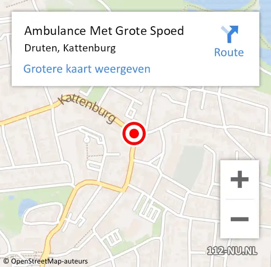 Locatie op kaart van de 112 melding: Ambulance Met Grote Spoed Naar Druten, Kattenburg op 16 november 2018 01:03