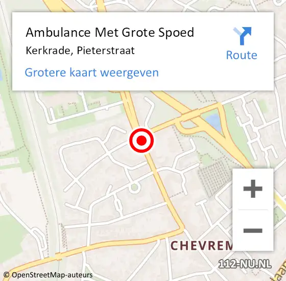 Locatie op kaart van de 112 melding: Ambulance Met Grote Spoed Naar Kerkrade, Pieterstraat op 16 november 2018 01:03