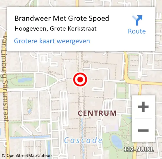 Locatie op kaart van de 112 melding: Brandweer Met Grote Spoed Naar Hoogeveen, Grote Kerkstraat op 16 november 2018 01:50