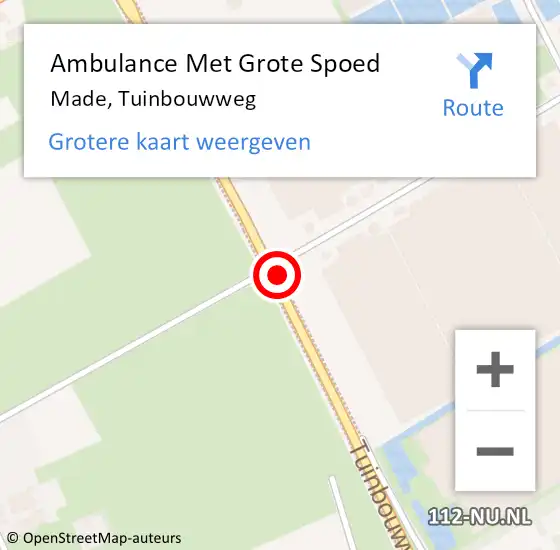 Locatie op kaart van de 112 melding: Ambulance Met Grote Spoed Naar Made, Tuinbouwweg op 16 november 2018 06:58