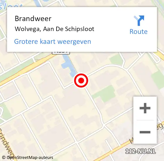 Locatie op kaart van de 112 melding: Brandweer Wolvega, Aan De Schipsloot op 16 november 2018 07:34