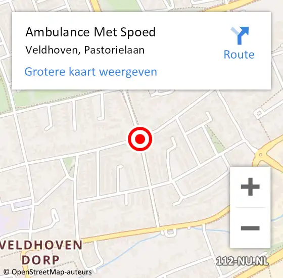 Locatie op kaart van de 112 melding: Ambulance Met Spoed Naar Veldhoven, Pastorielaan op 16 november 2018 08:48