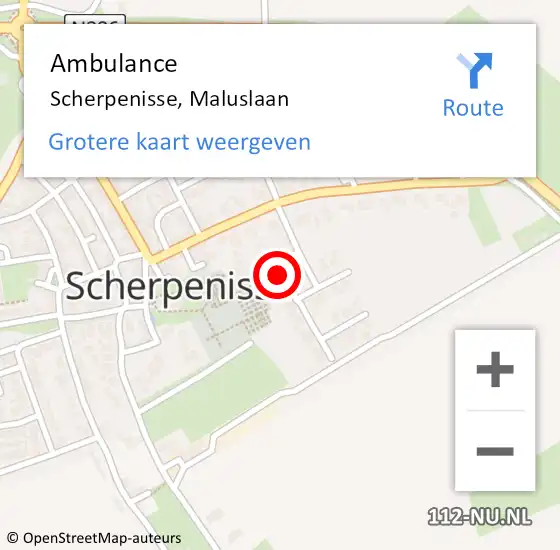 Locatie op kaart van de 112 melding: Ambulance Scherpenisse, Maluslaan op 16 november 2018 08:57