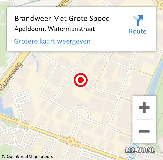 Locatie op kaart van de 112 melding: Brandweer Met Grote Spoed Naar Apeldoorn, Watermanstraat op 16 november 2018 09:42