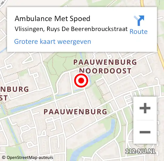 Locatie op kaart van de 112 melding: Ambulance Met Spoed Naar Vlissingen, Ruys De Beerenbrouckstraat op 16 november 2018 10:19