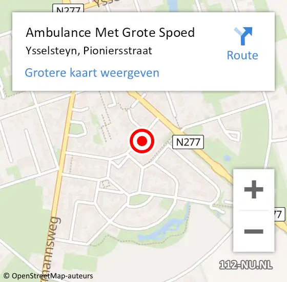 Locatie op kaart van de 112 melding: Ambulance Met Grote Spoed Naar Ysselsteyn, Pioniersstraat op 14 maart 2014 18:46