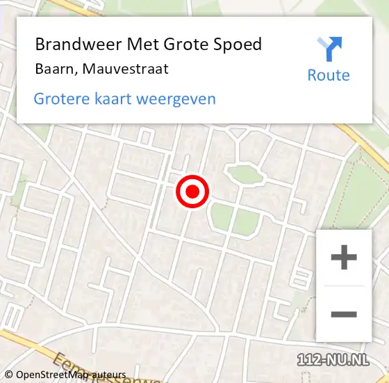 Locatie op kaart van de 112 melding: Brandweer Met Grote Spoed Naar Baarn, Mauvestraat op 16 november 2018 10:52