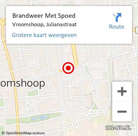 Locatie op kaart van de 112 melding: Brandweer Met Spoed Naar Vroomshoop, Julianastraat op 16 november 2018 11:05
