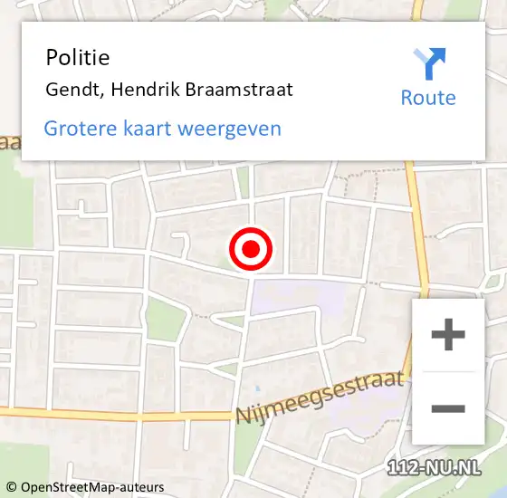 Locatie op kaart van de 112 melding: Politie Gendt, Hendrik Braamstraat op 14 maart 2014 18:48