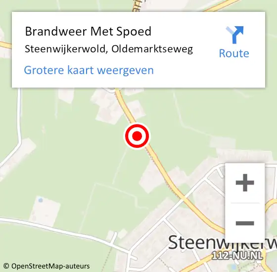 Locatie op kaart van de 112 melding: Brandweer Met Spoed Naar Steenwijkerwold, Oldemarktseweg op 14 maart 2014 19:14